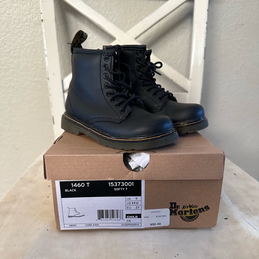 DR. MARTENS TODDLER 1460 SOFTY T LEATHER LACE UP BOOTS